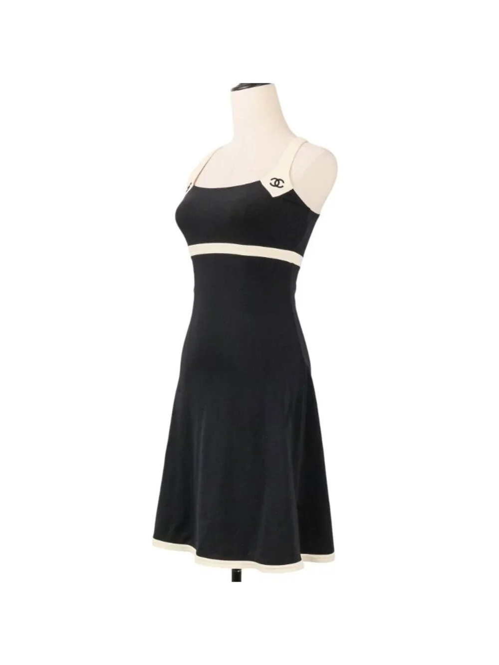 Chanel 96C Maillot Logo CC Sleeveless Dress Navy